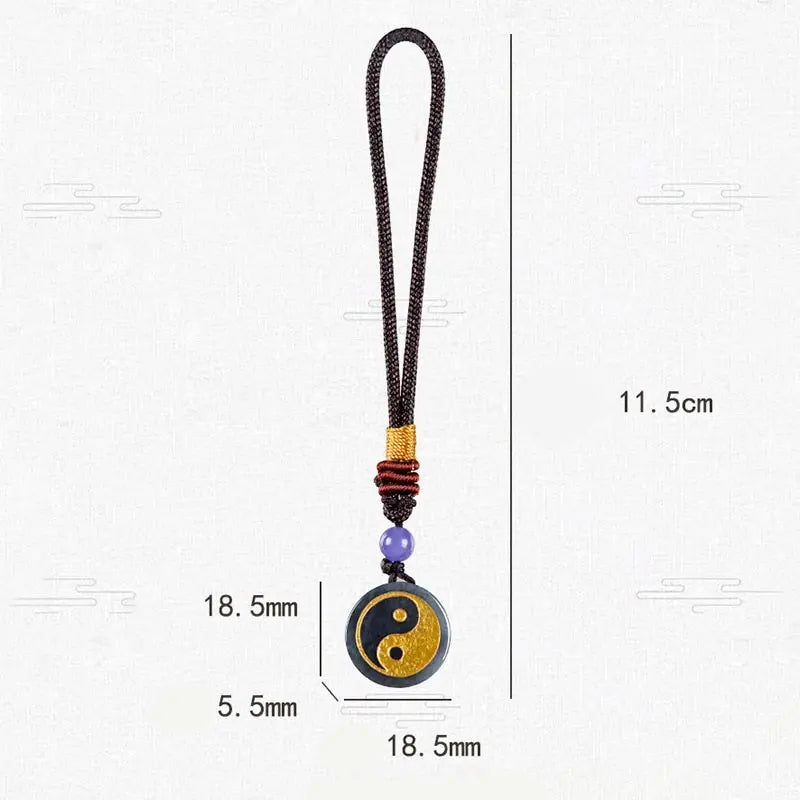 Buddha Stones Yin Yang Jade Harmony Protection Key Chain BS