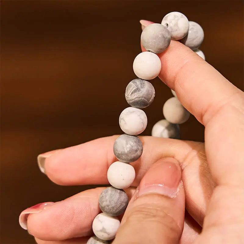 Buddha Stones Picasso Jasper White Turquoise Courage Bracelet BS