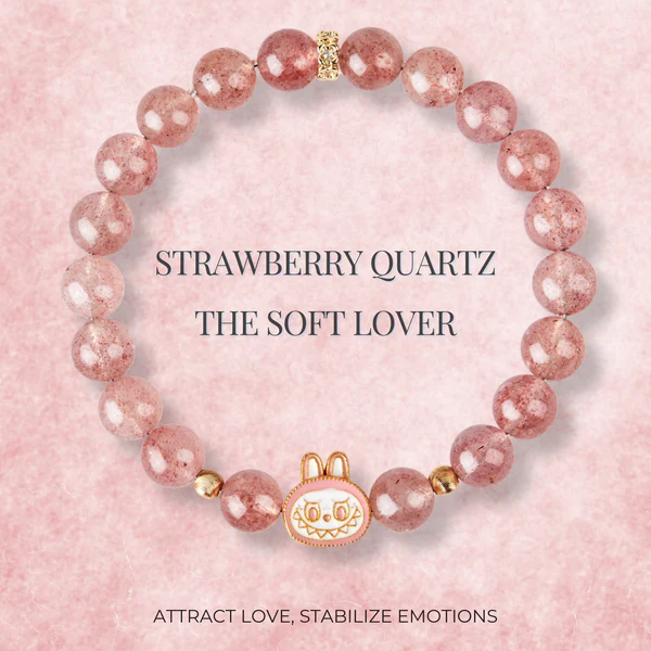 Strawberry Quartz Labubu Bracelet – Love Sprite Starymagic