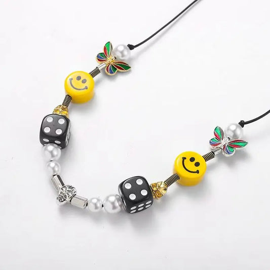 Jewelry × Vintage Pearl Smile Skull Dice Necklace Starymagic