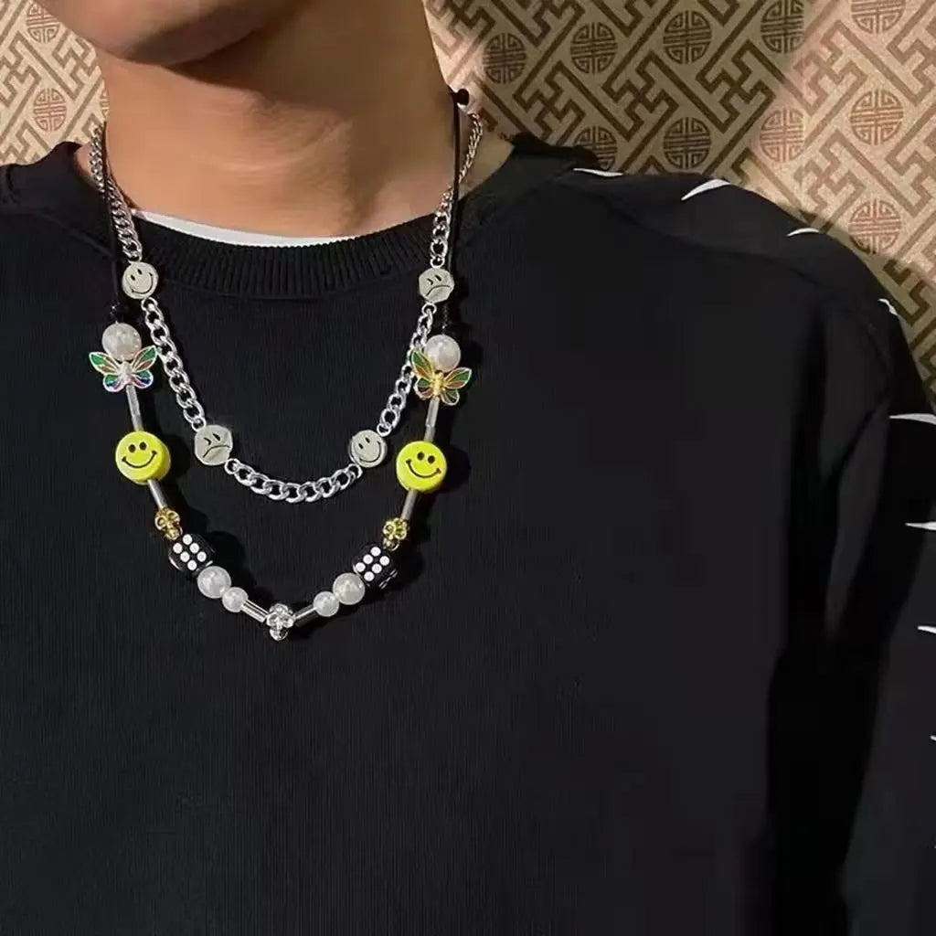 Jewelry × Vintage Pearl Smile Skull Dice Necklace Starymagic
