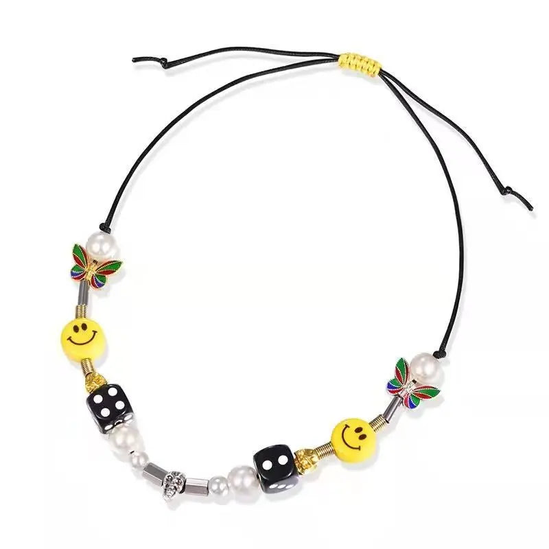 Jewelry × Vintage Pearl Smile Skull Dice Necklace Starymagic