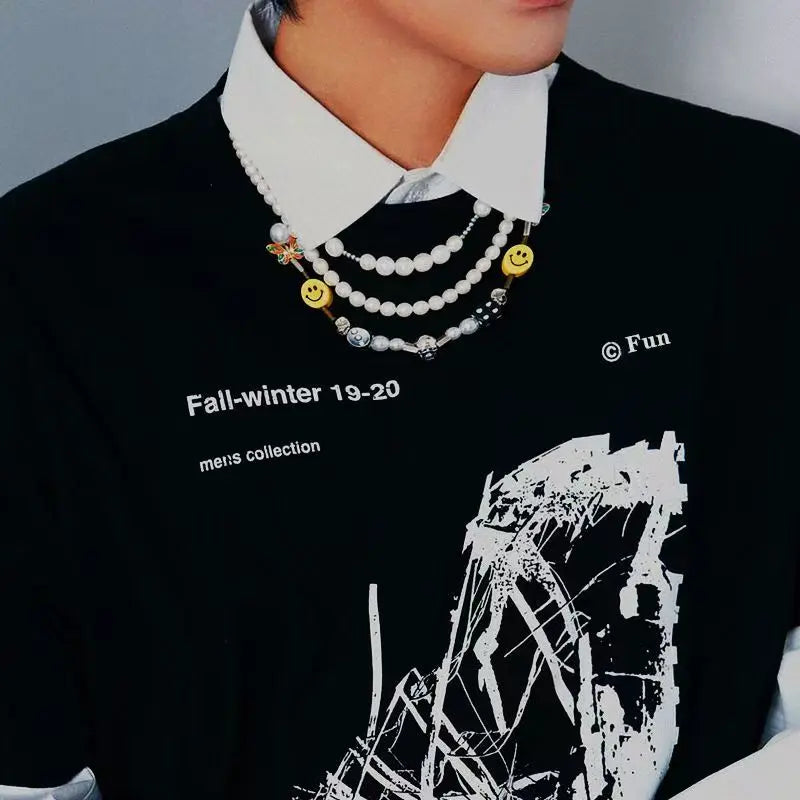 Jewelry × Vintage Pearl Smile Skull Dice Necklace Starymagic