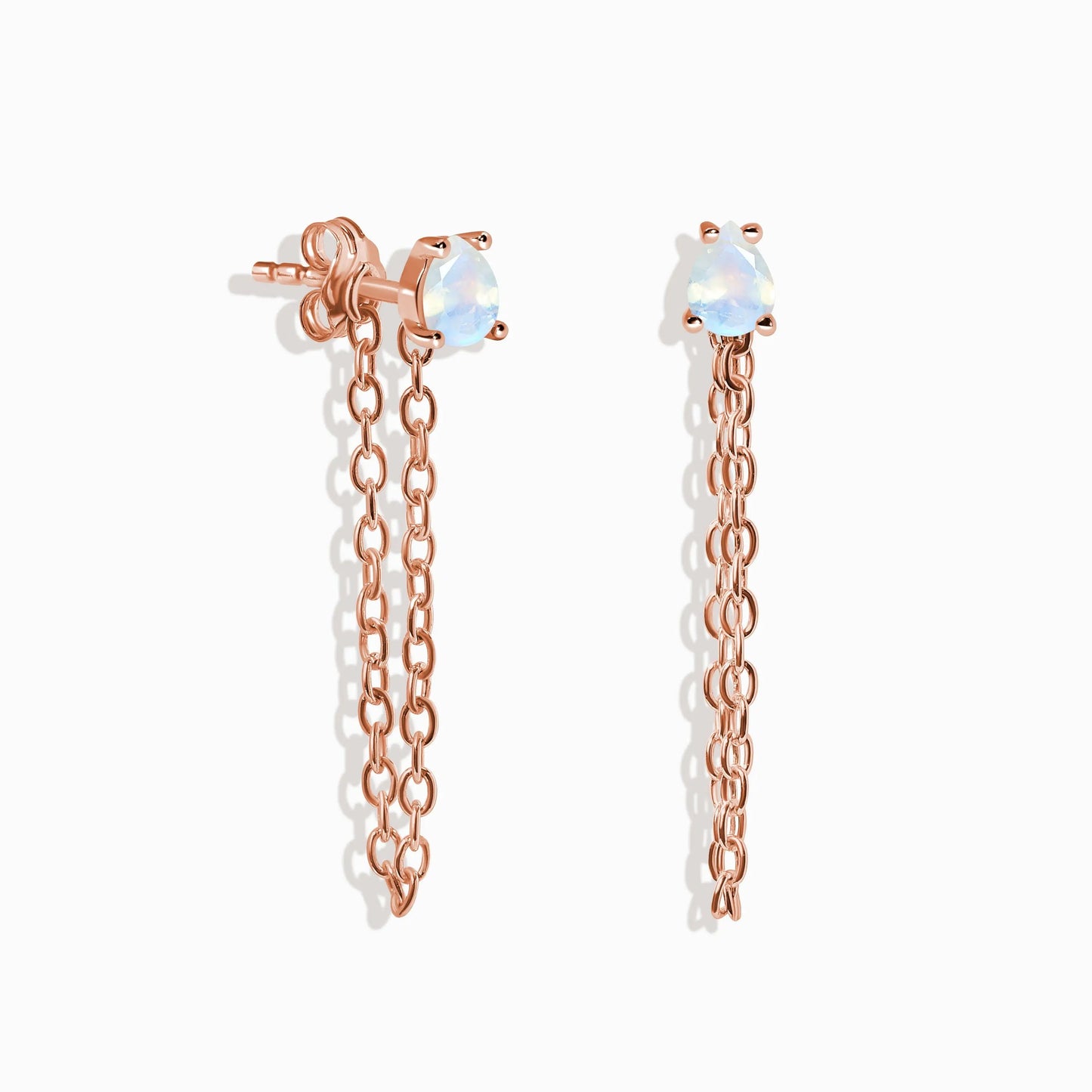 Petite Teardrop Moonstone Studs & Chain Set Moon Magic