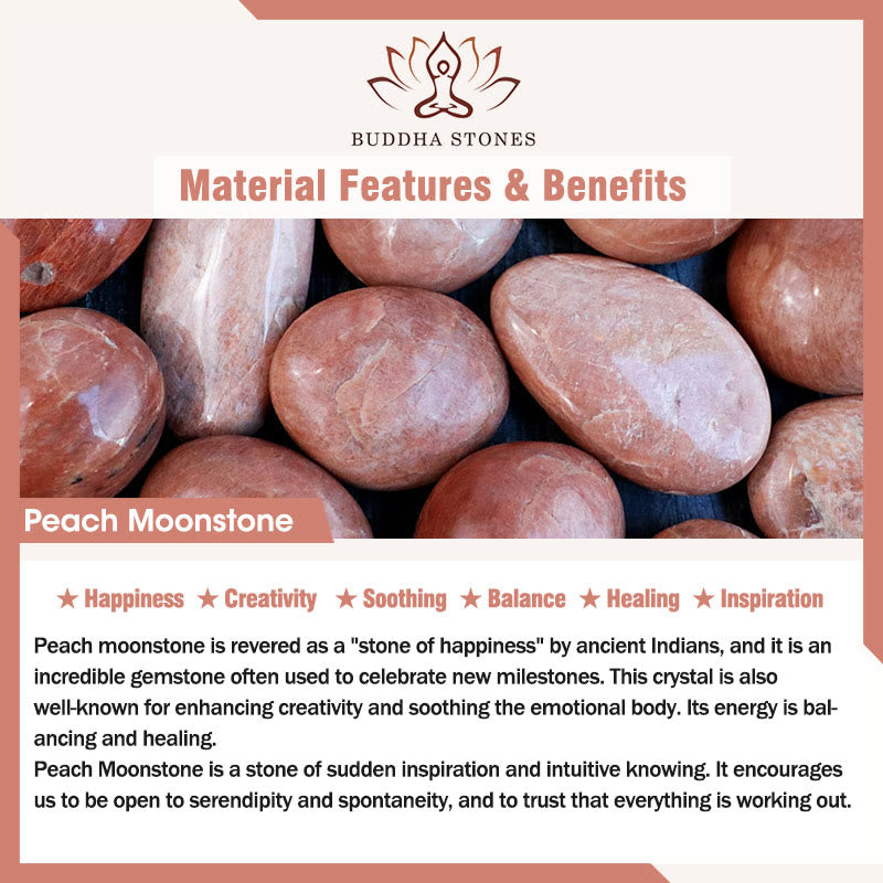 Buddha Stone Peach Moonstone Healing Bracelet BS