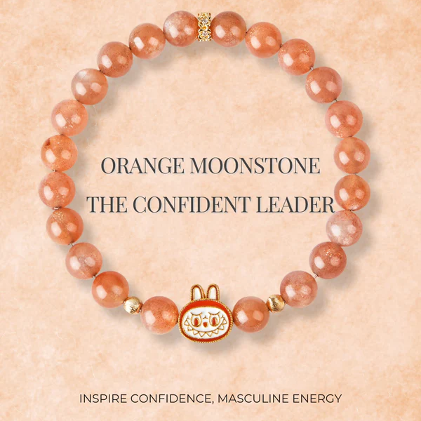 Labubu Orange Moonstone Bracelet – Sunset Bloom Starymagic