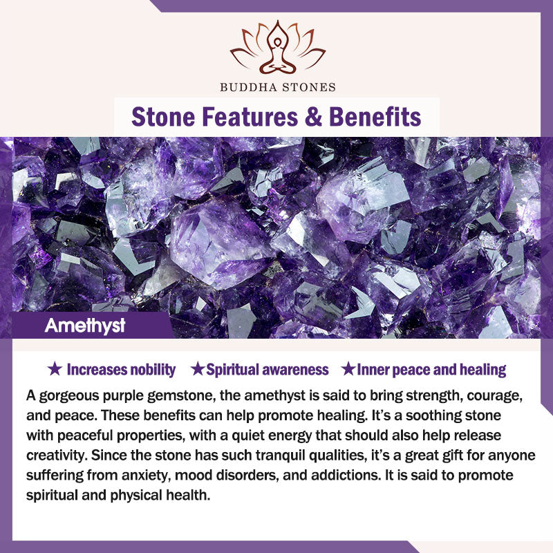 Buddha Stones Natural Amethyst Lotus Spiritual Awareness Bracelet BS