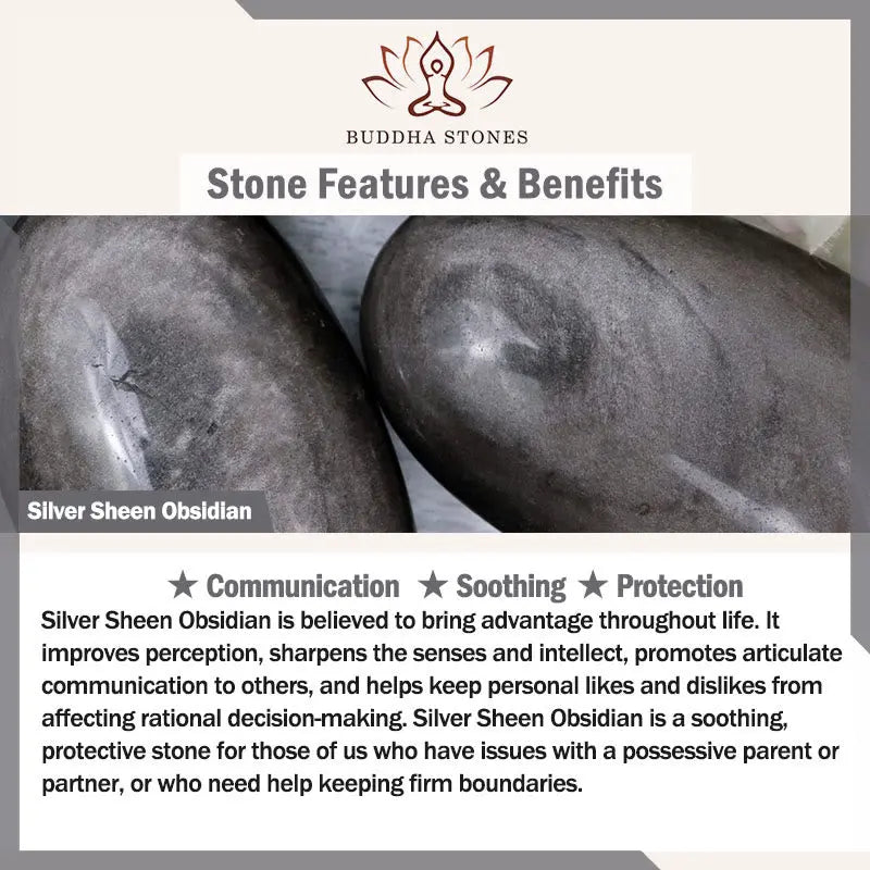 Buddha Stones Natural Silver Sheen Obsidian Nine Tailed Fox Protection Necklace Pendant BS