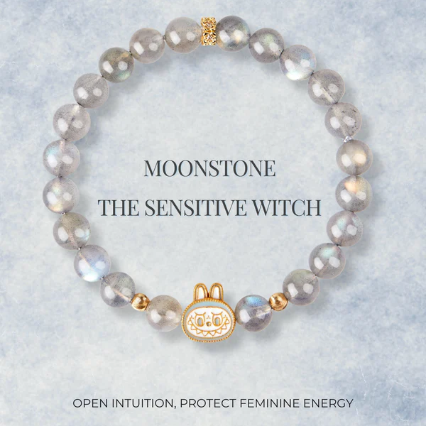 Labubu Gray Moonstone Bracelet – Moonveil Spirit Starymagic