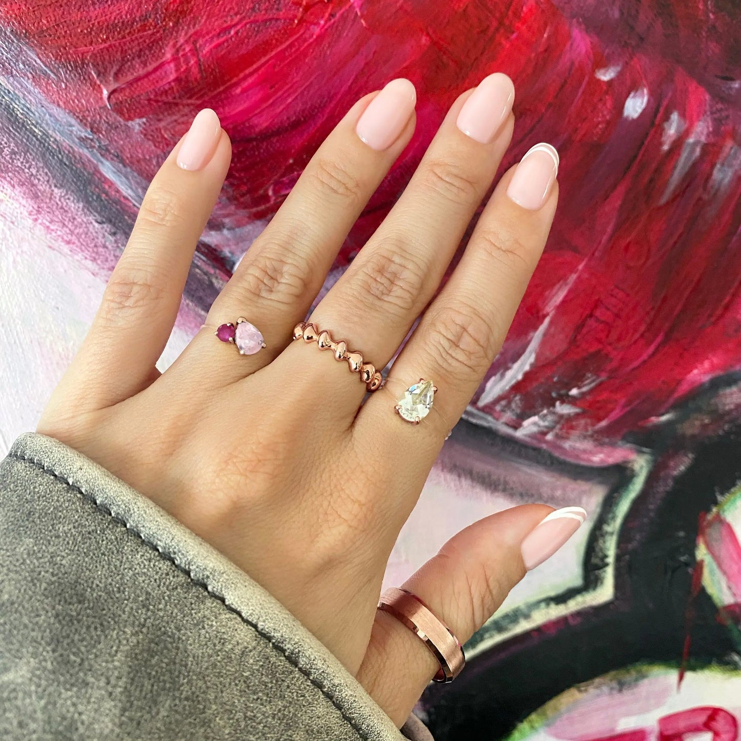 Floating Ring - Toi Et Moi Rose Quartz & Ruby Moon Magic