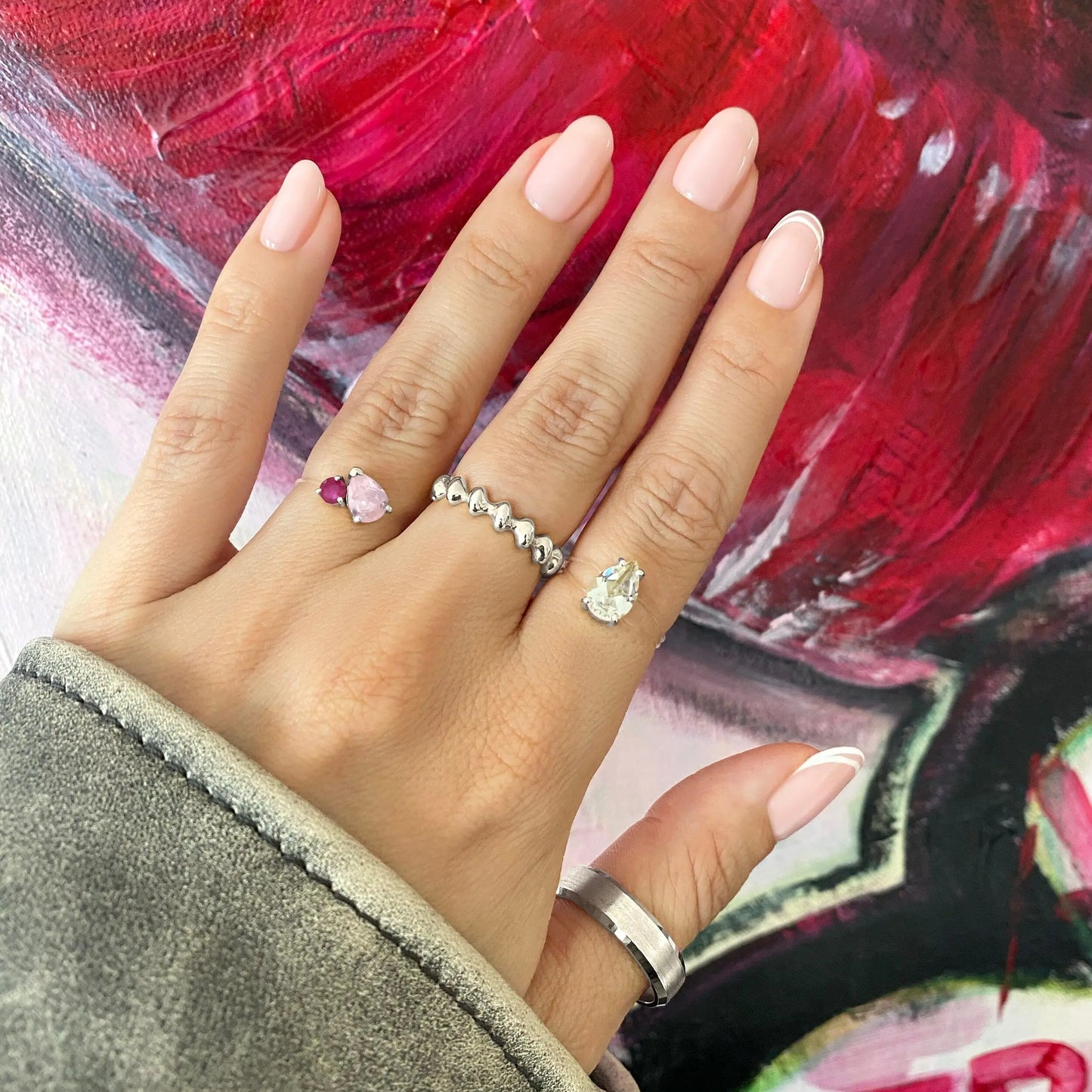 Floating Ring - Toi Et Moi Rose Quartz & Ruby Moon Magic