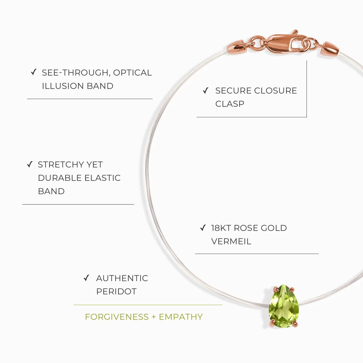 Peridot Bracelet Floating Sway - August Birthstone Moon Magic