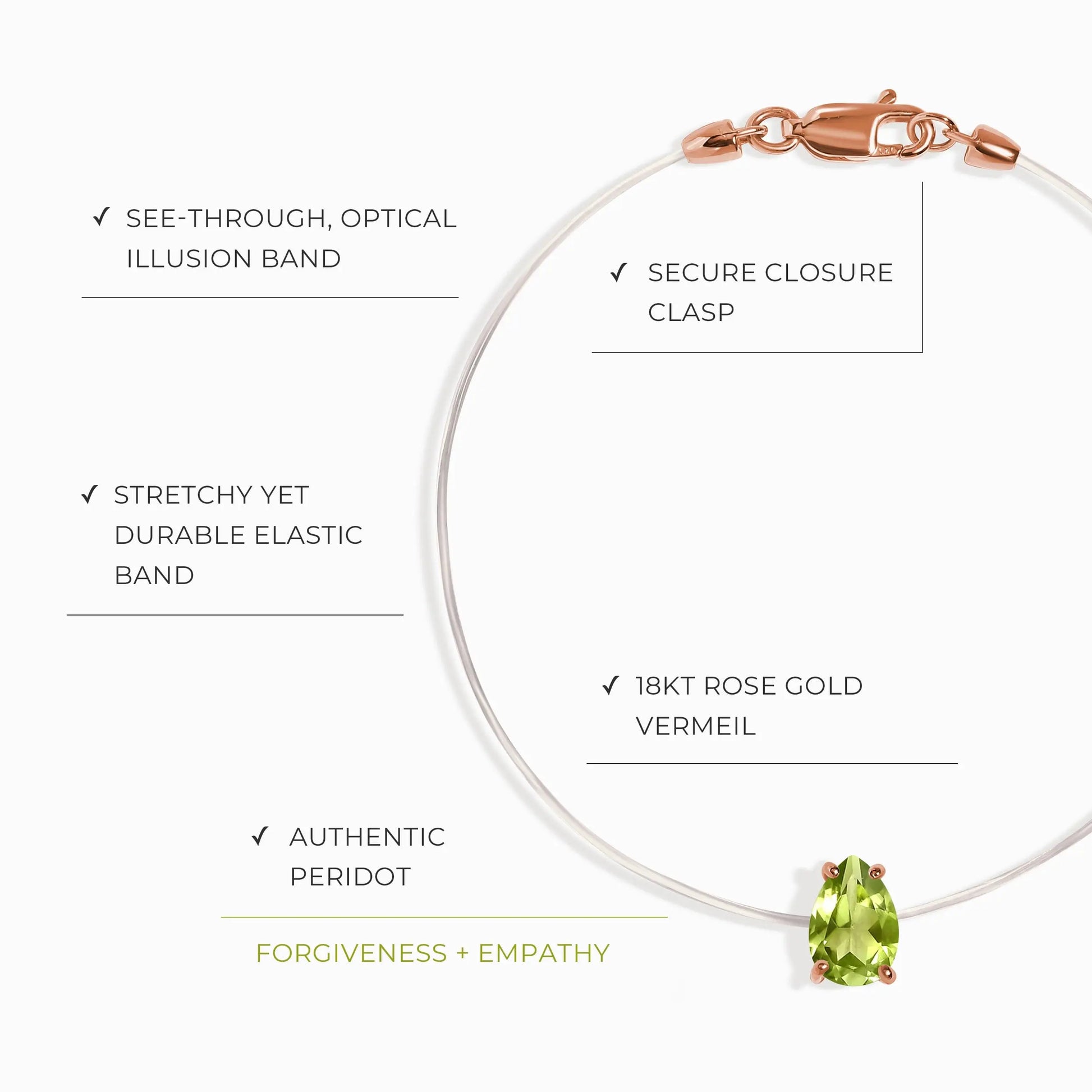 Peridot Bracelet Floating Sway - August Birthstone Moon Magic