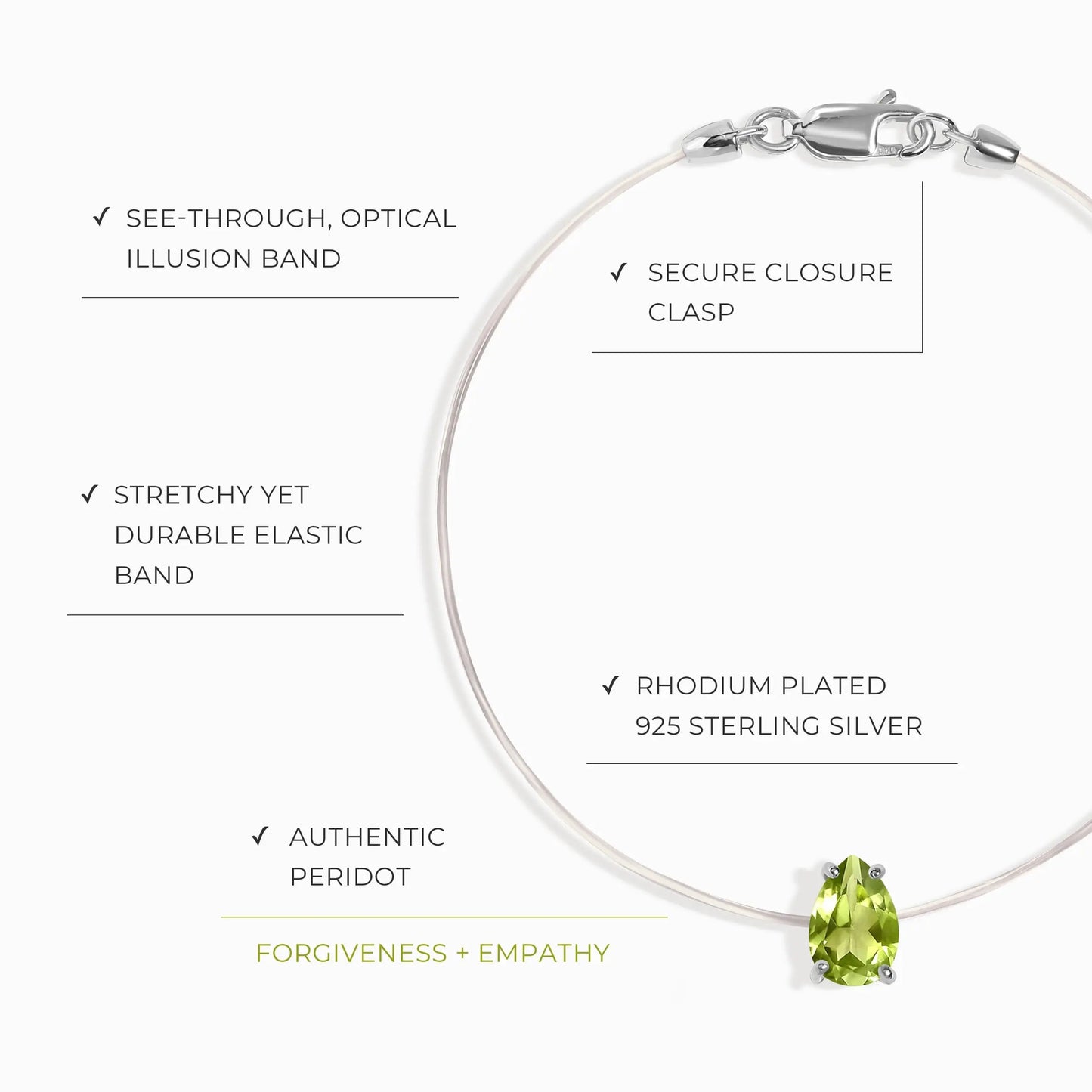 Peridot Bracelet Floating Sway - August Birthstone Moon Magic