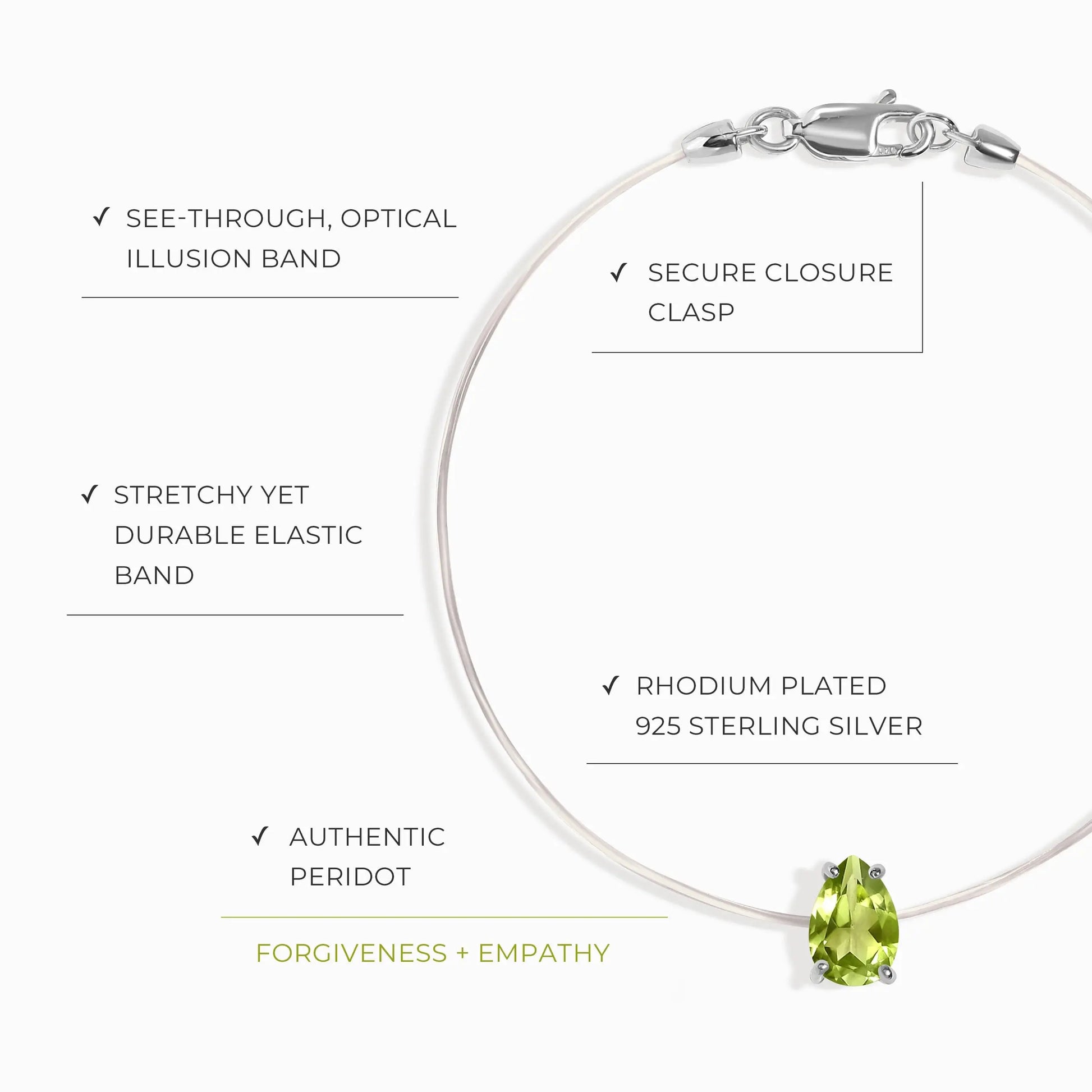 Peridot Bracelet Floating Sway - August Birthstone Moon Magic