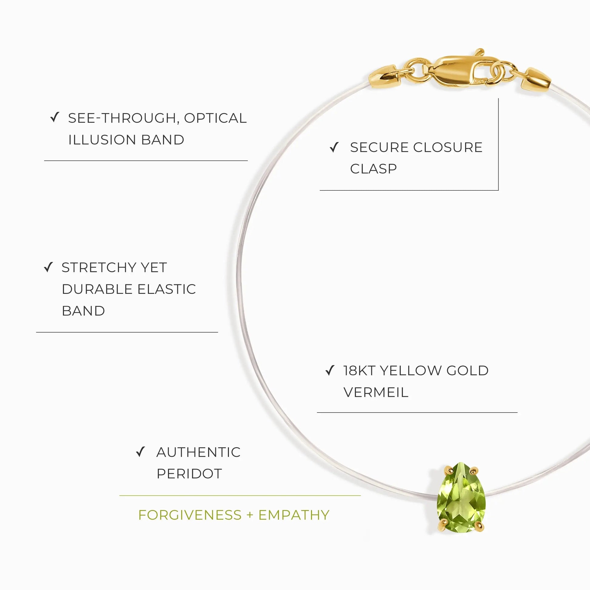 Peridot Bracelet Floating Sway - August Birthstone Moon Magic