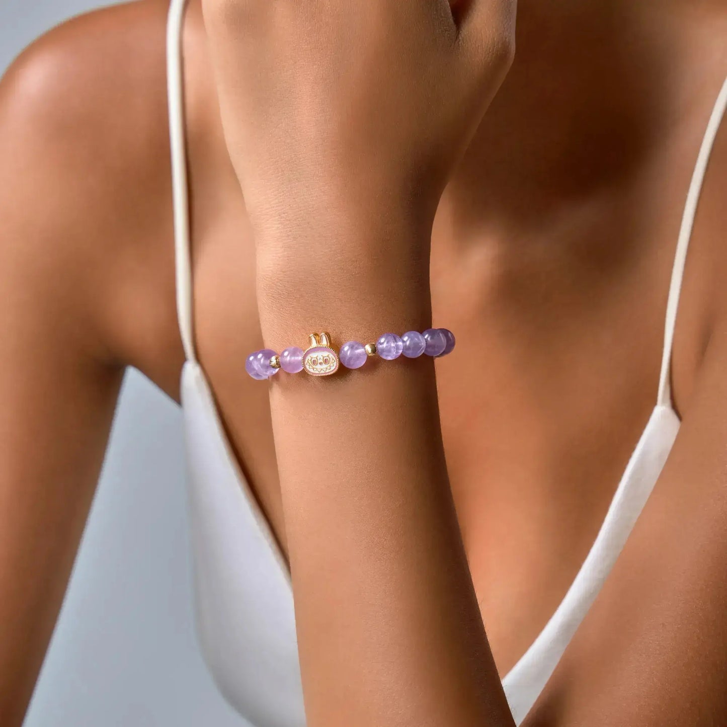 Lavender Amethyst Labubu Bracelet – Dreamy Aura Starymagic