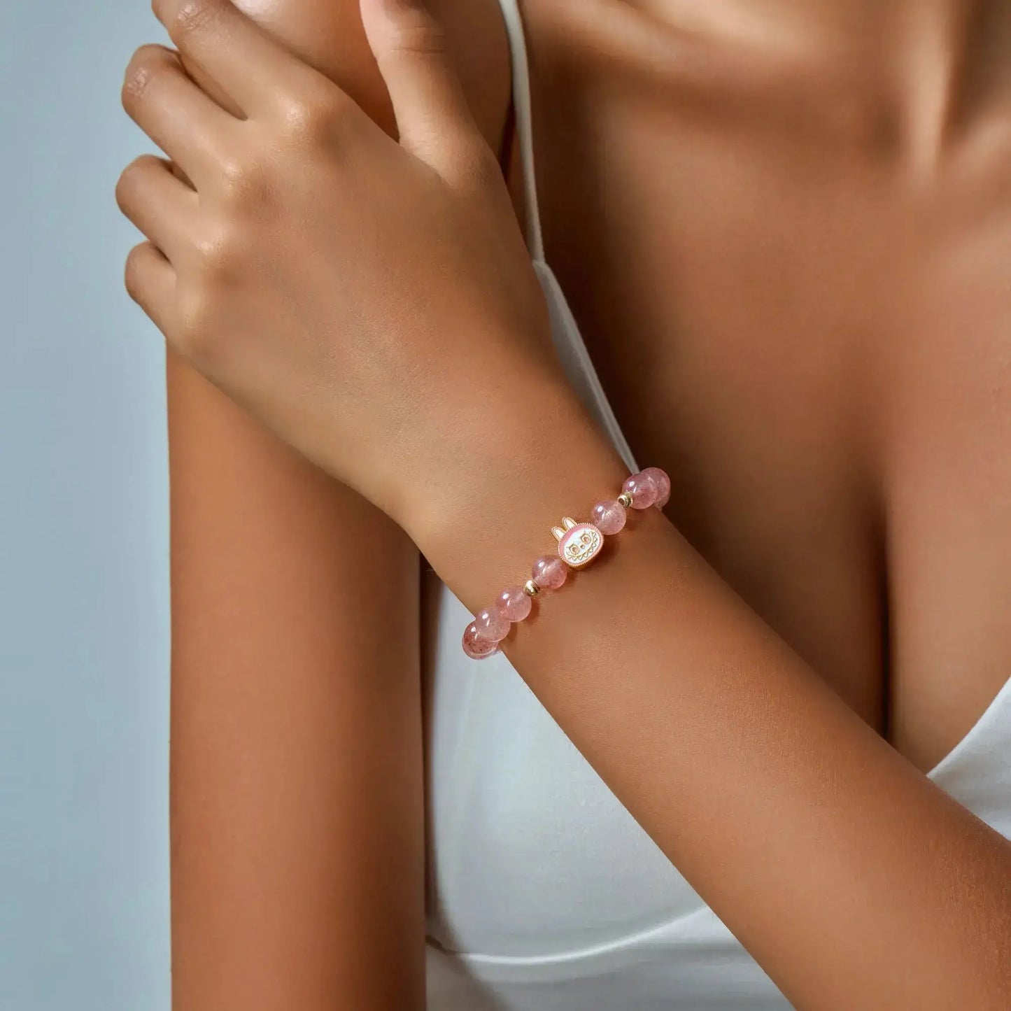 Strawberry Quartz Labubu Bracelet – Love Sprite Starymagic