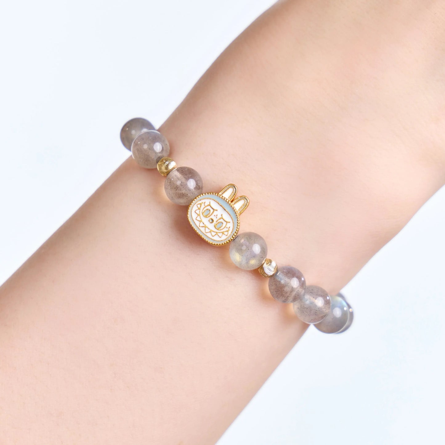 Labubu Gray Moonstone Bracelet – Moonveil Spirit Starymagic