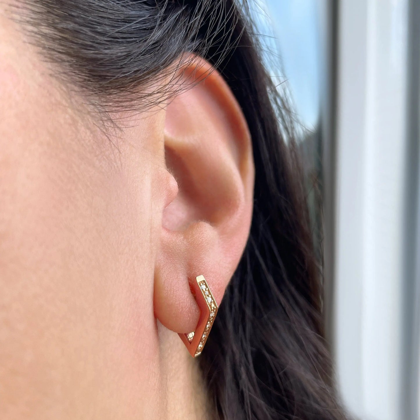 White Zircon Earrings - Sirius Hoops Moon Magic