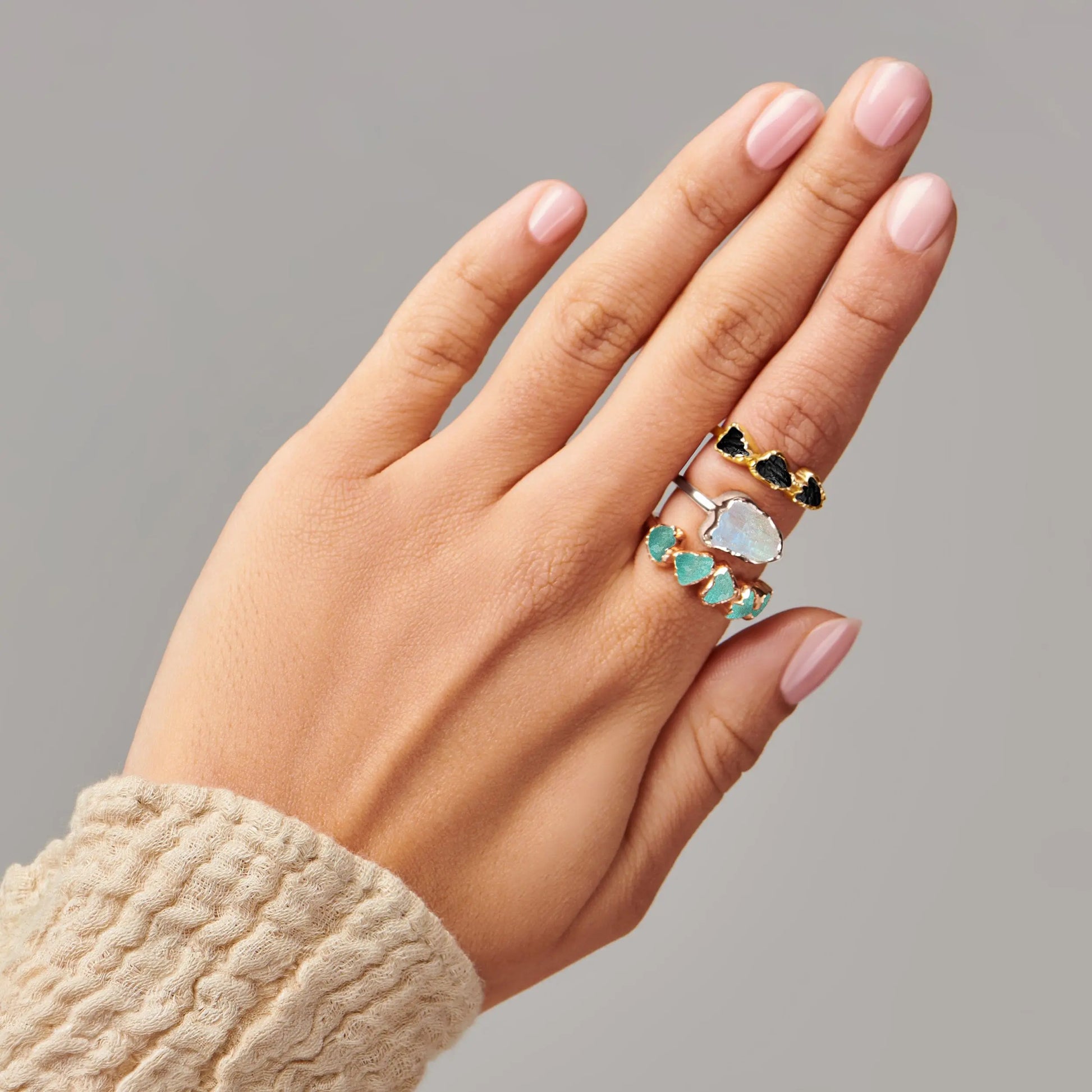 Raw Crystal Ring - Sacred Moonstone Moon Magic