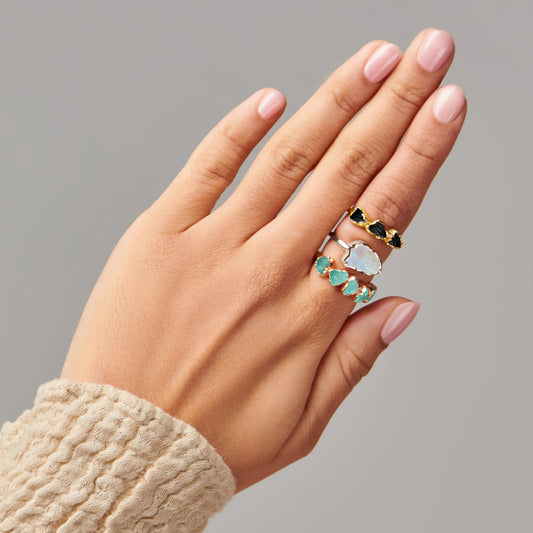 Raw Crystal Ring - Sacred Moonstone Moon Magic