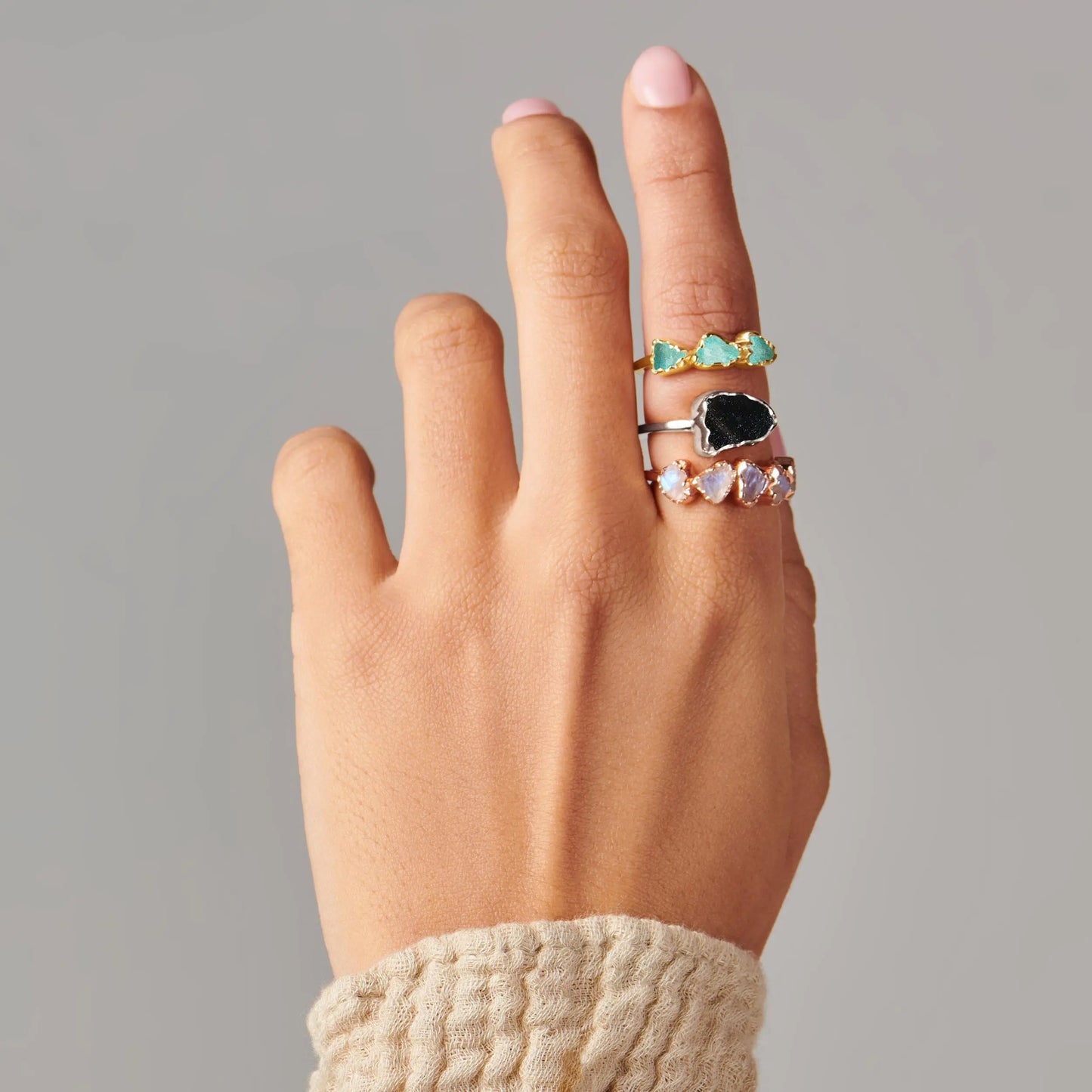 Raw Crystal Ring - Illuminated Moonstone Moon Magic