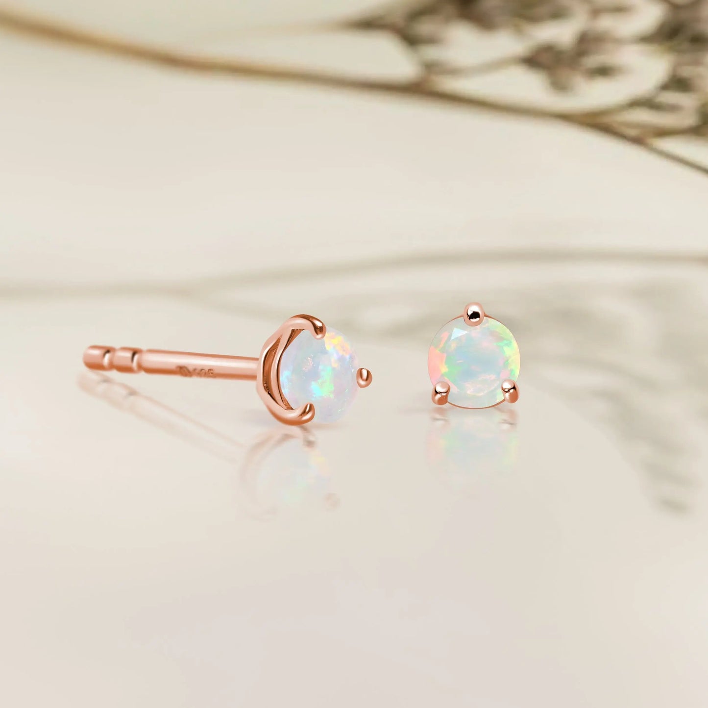 Opal Round Studs - October Birthstone Moon Magic
