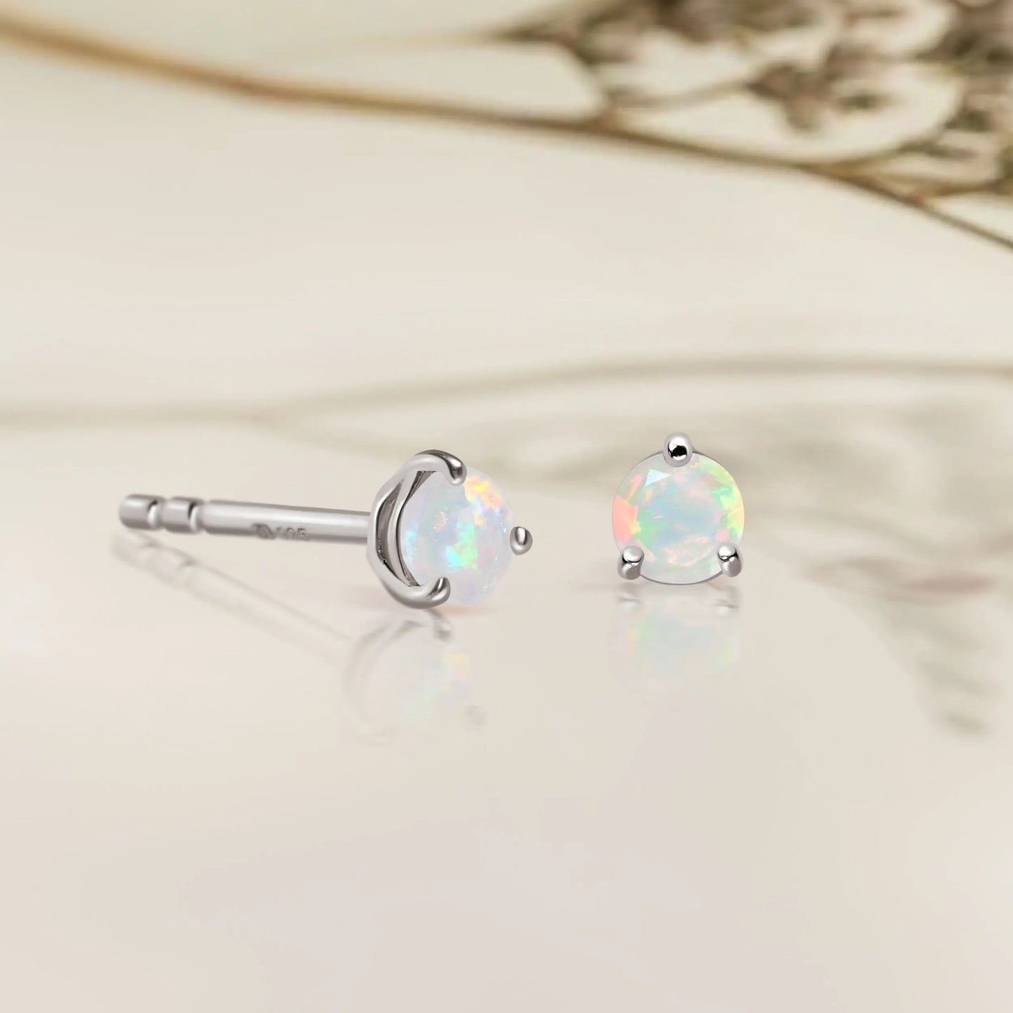 Opal Round Studs - October Birthstone Moon Magic
