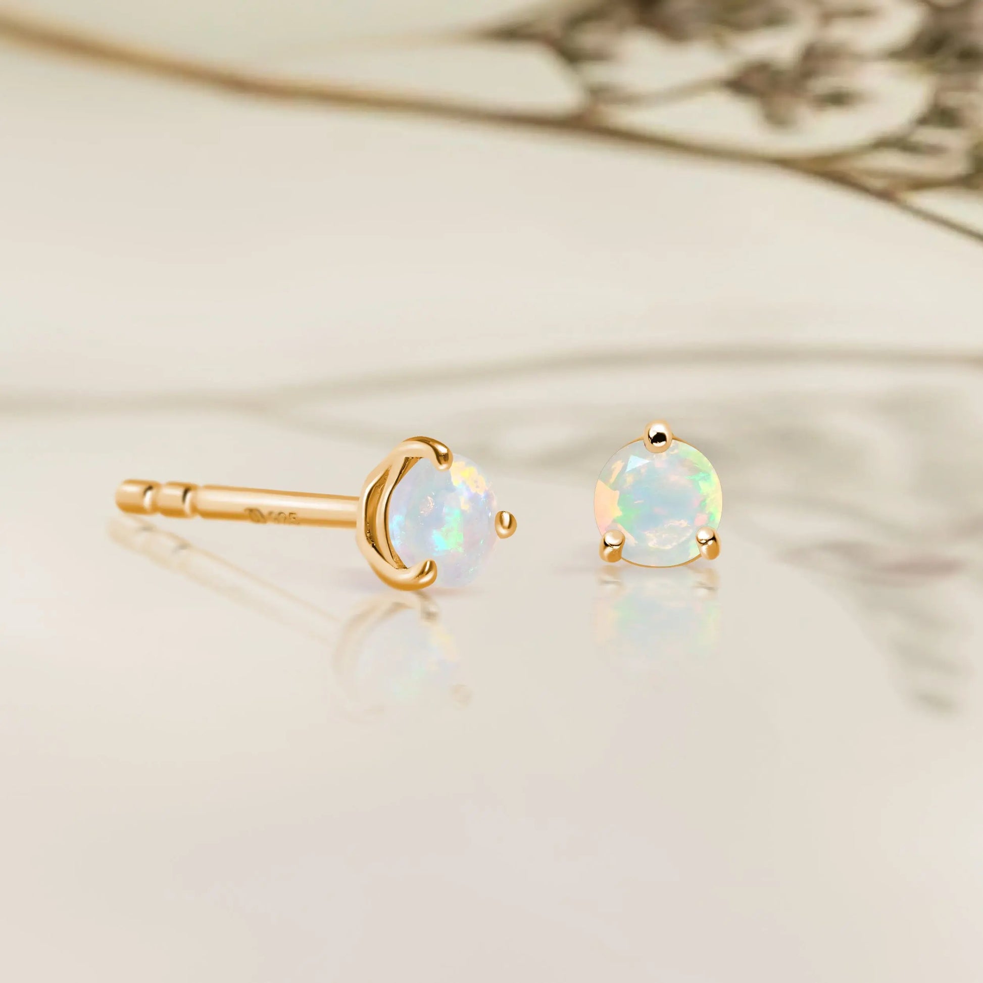 Opal Round Studs - October Birthstone Moon Magic