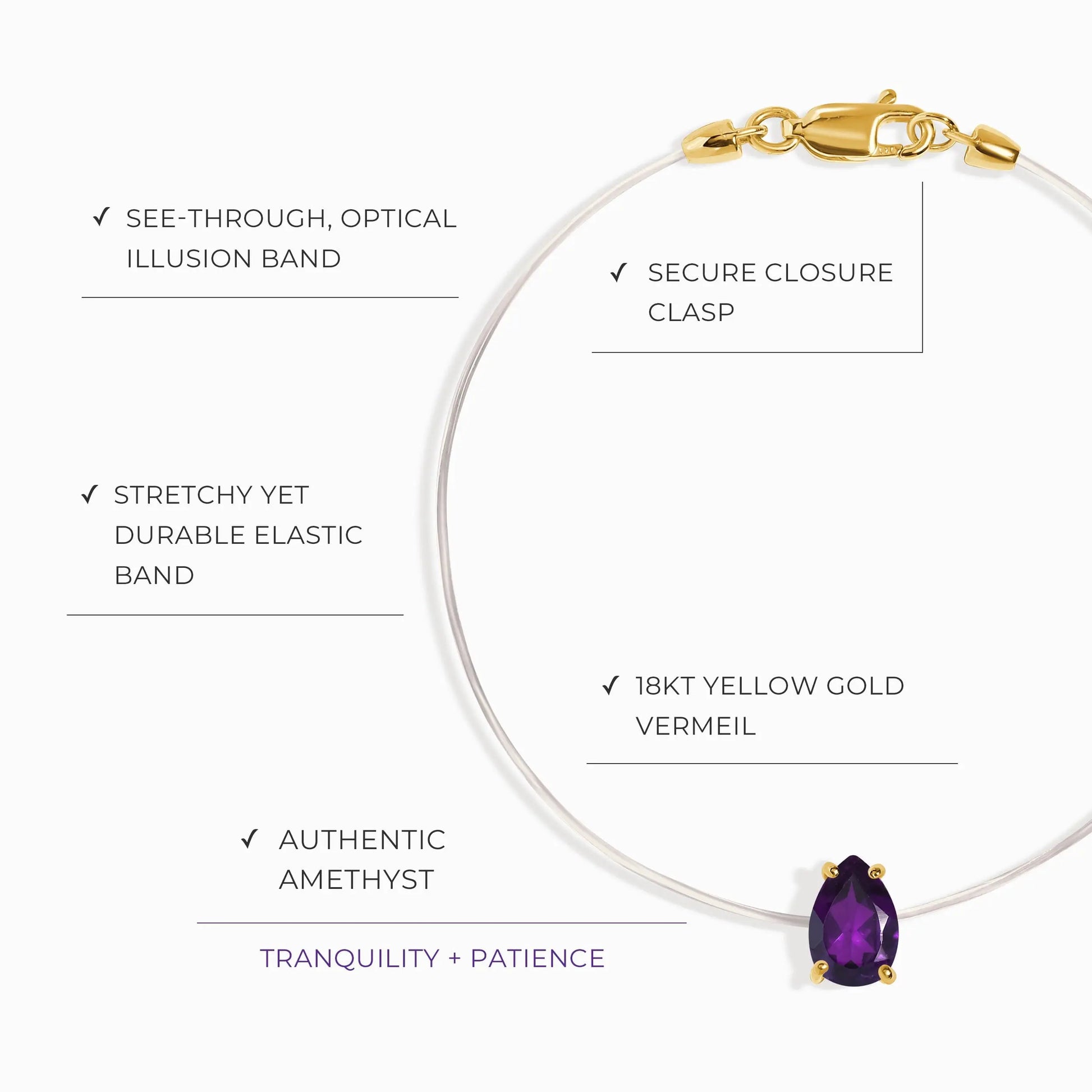 Amethyst Bracelet Floating Sway - February Birthstone Moon Magic