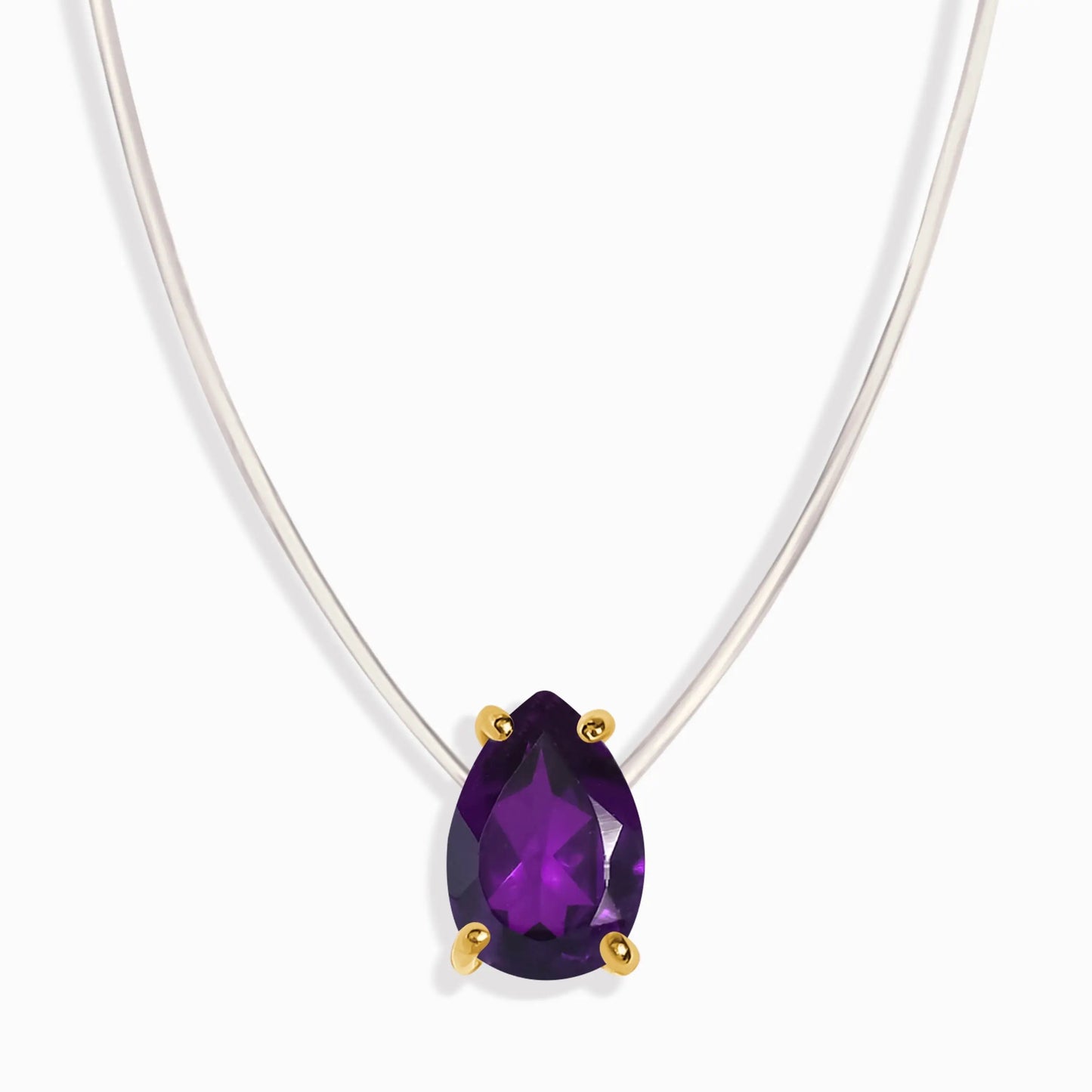 Amethyst Necklace Floating Sway - February Birthstone Moon Magic