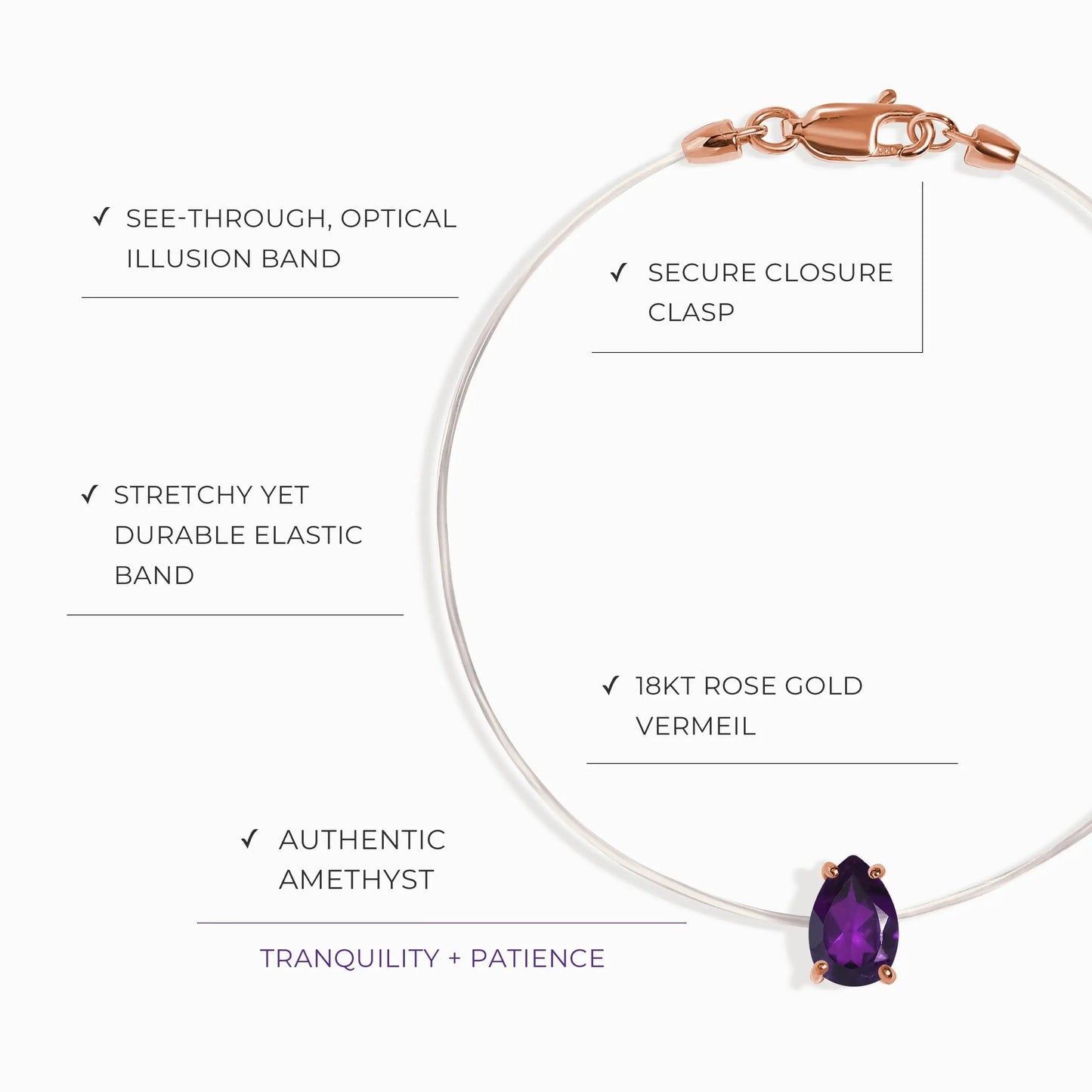 Amethyst Bracelet Floating Sway - February Birthstone Moon Magic