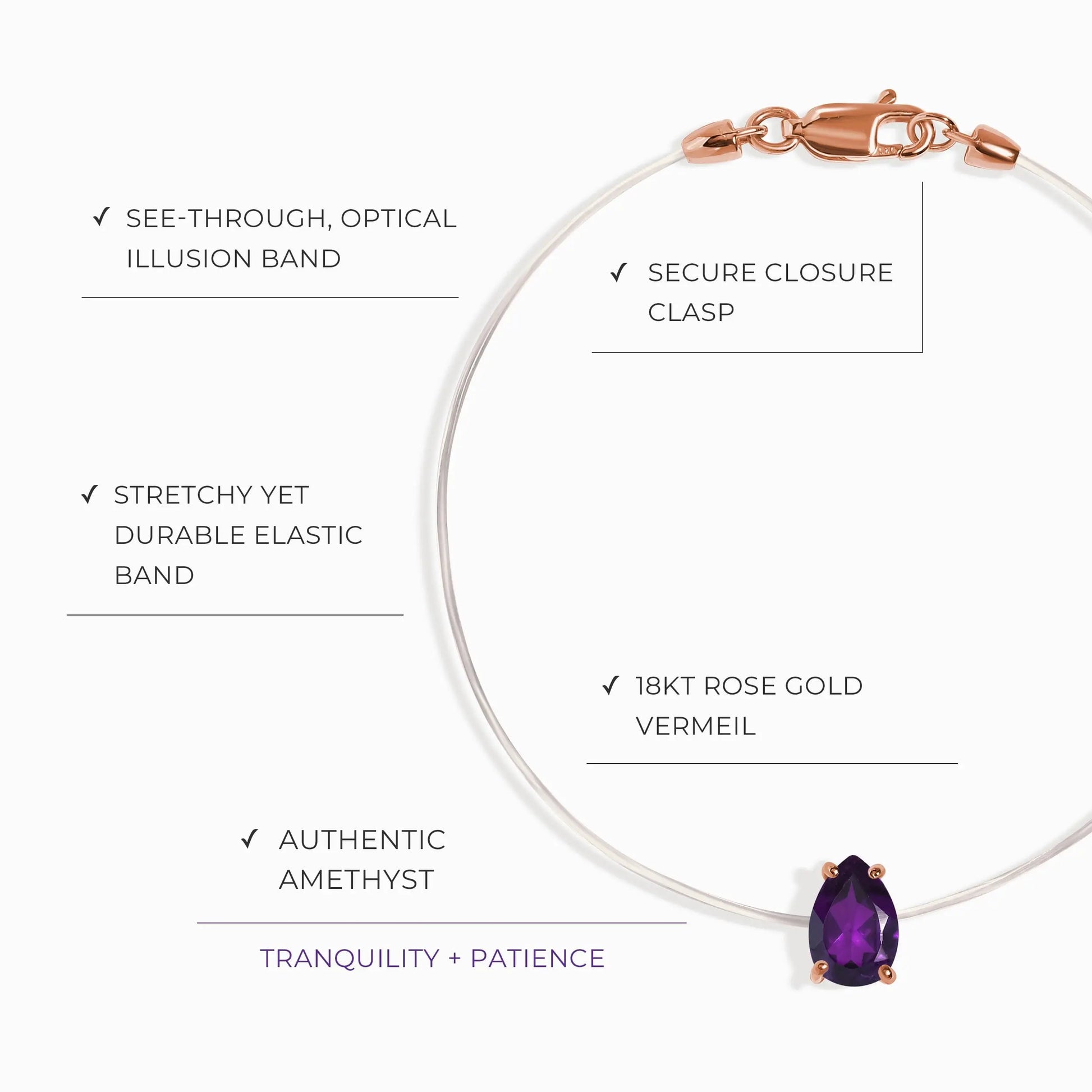 Amethyst Bracelet Floating Sway - February Birthstone Moon Magic