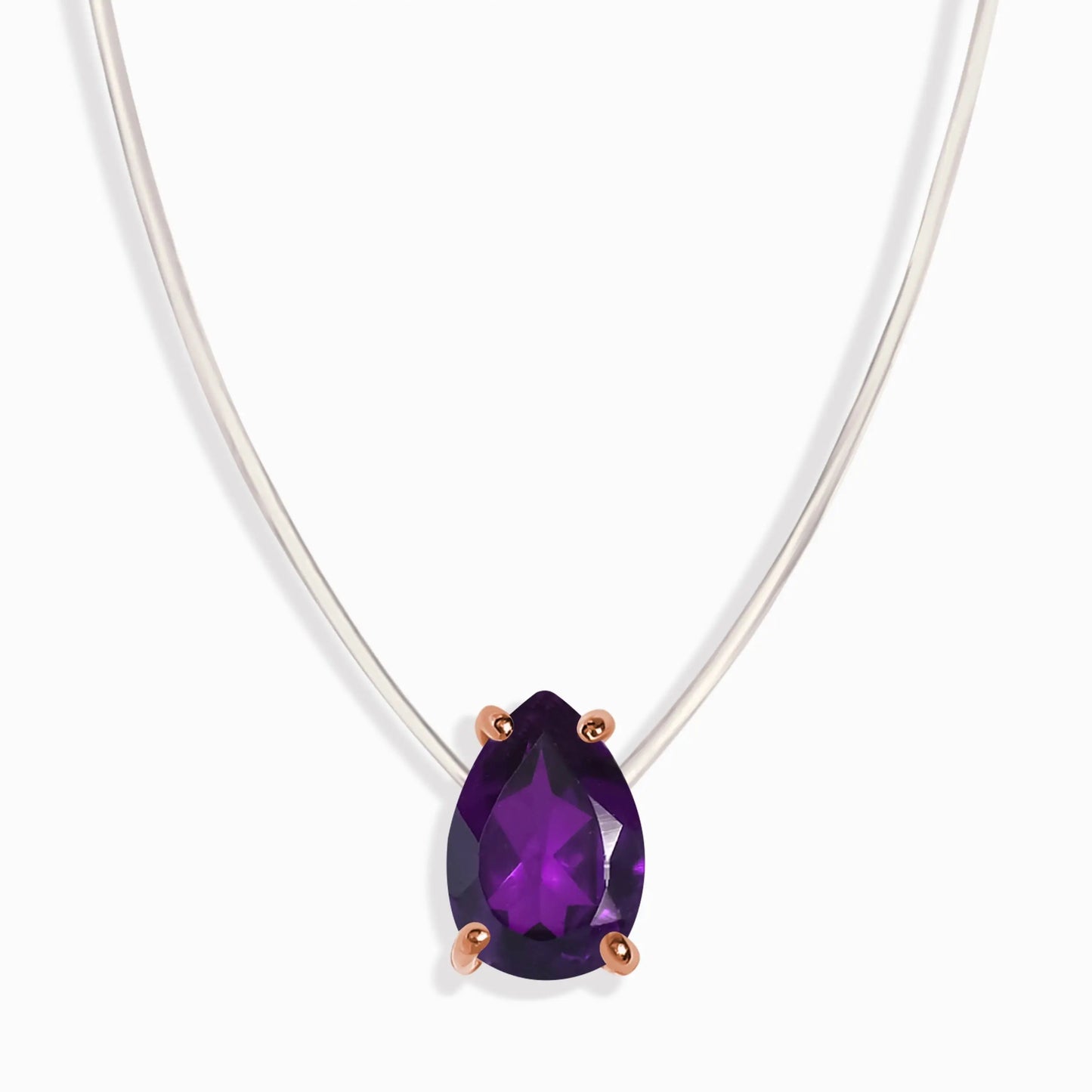 Amethyst Necklace Floating Sway - February Birthstone Moon Magic