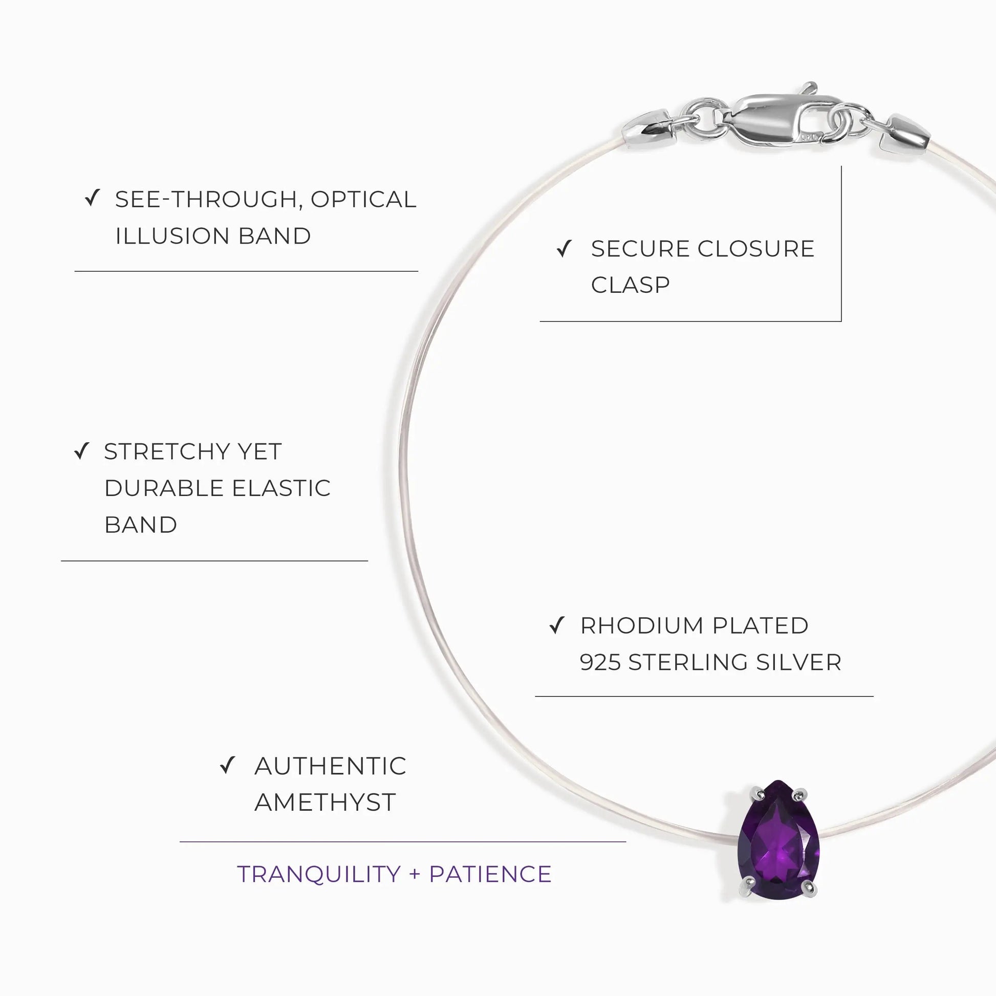 Amethyst Bracelet Floating Sway - February Birthstone Moon Magic