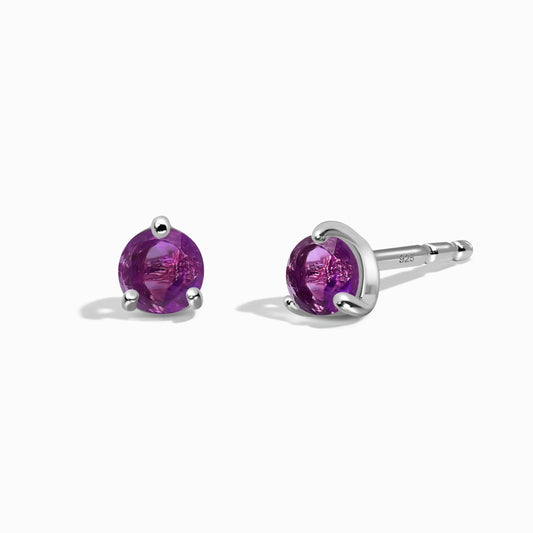 Amethyst Round Studs - February Birthstone Moon Magic