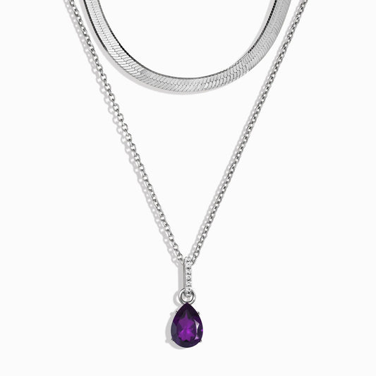 Amethyst Birthstone Sway Necklace & Herringbone Chain Moon Magic