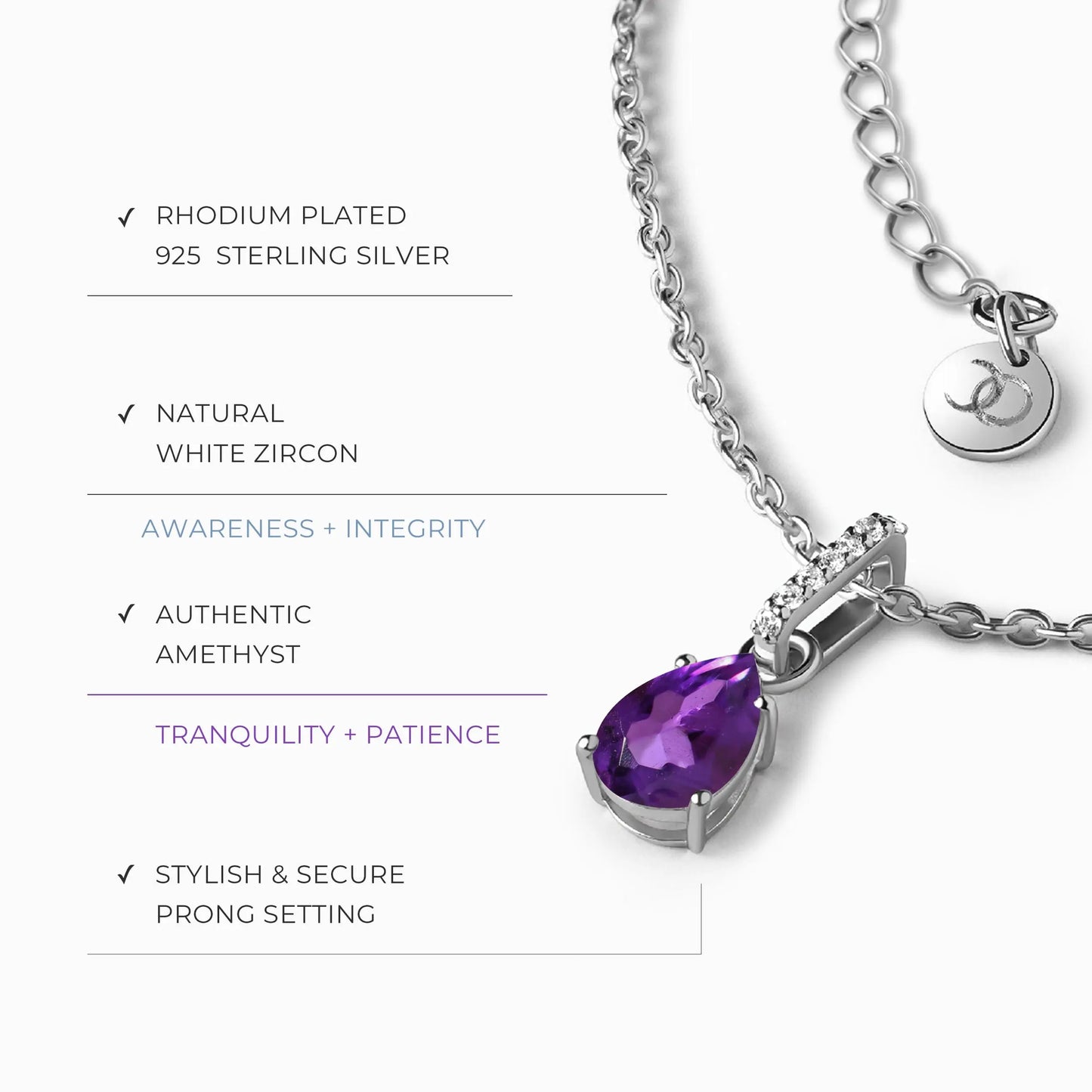 Amethyst Birthstone Sway Necklace & Herringbone Chain Moon Magic