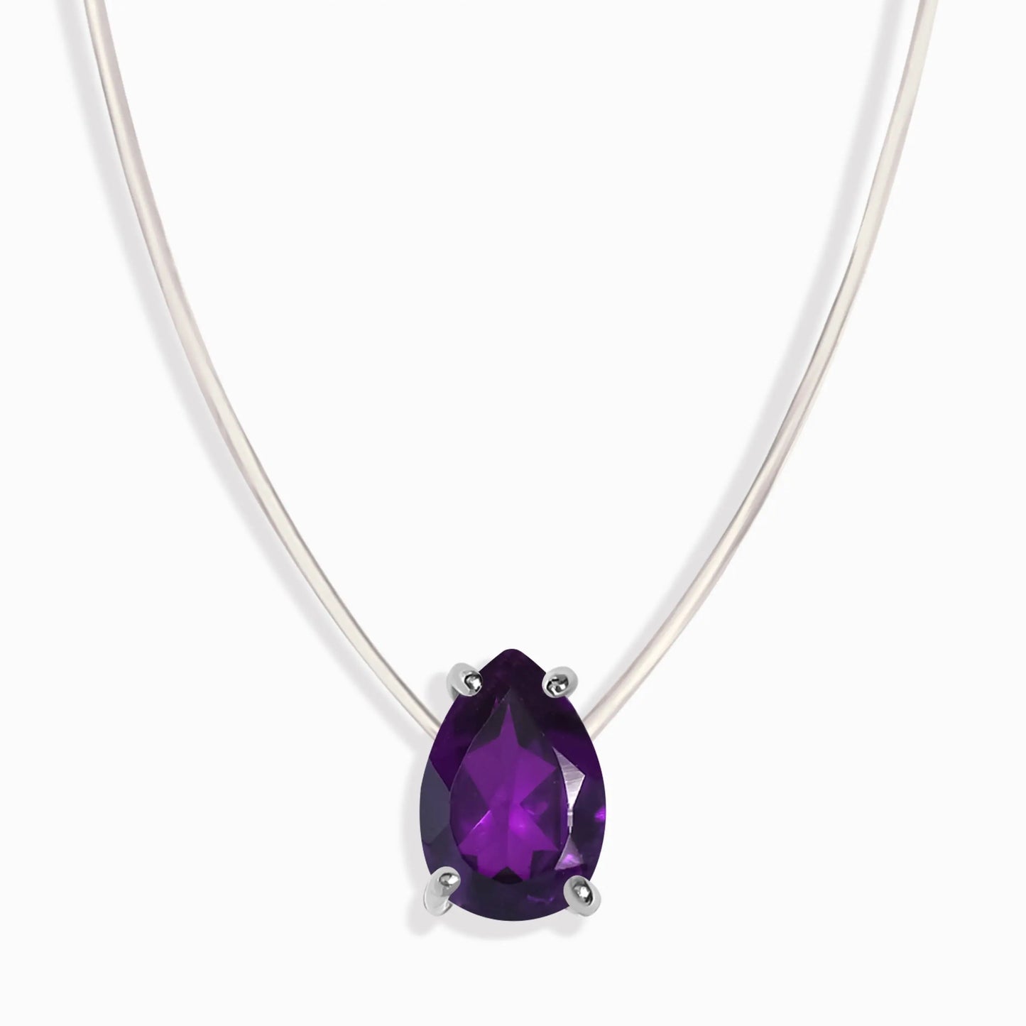 Amethyst Necklace Floating Sway - February Birthstone Moon Magic