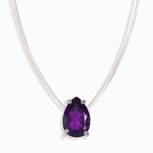 Amethyst Necklace Floating Sway - February Birthstone Moon Magic