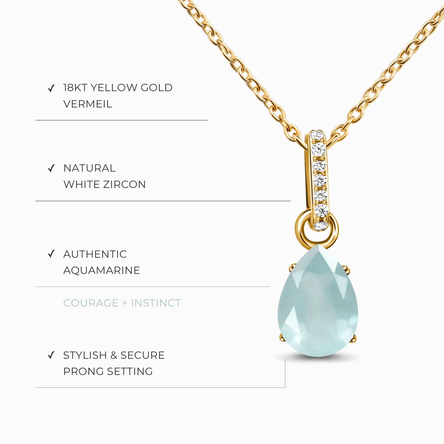 Aquamarine Birthstone Sway Necklace & Herringbone Chain Moon Magic