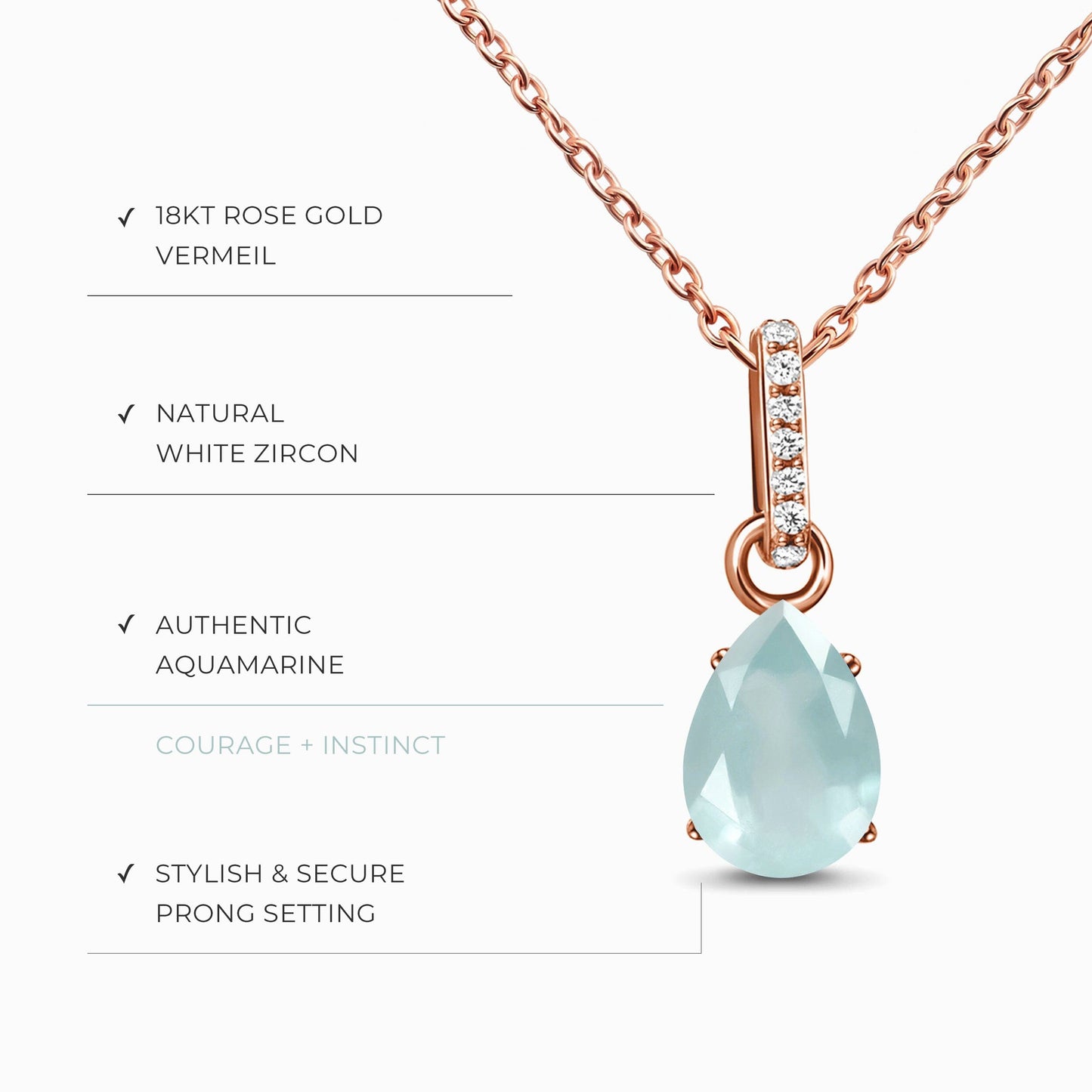 Aquamarine Birthstone Sway Necklace & Herringbone Chain Moon Magic