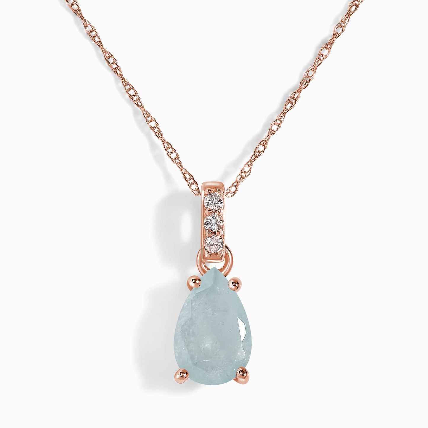 Aquamarine Diamond Necklace Sway - March Birthstone Moon Magic