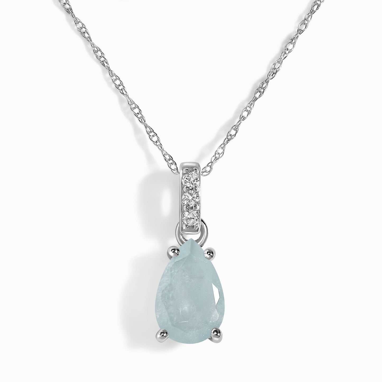 Aquamarine Diamond Necklace Sway - March Birthstone Moon Magic