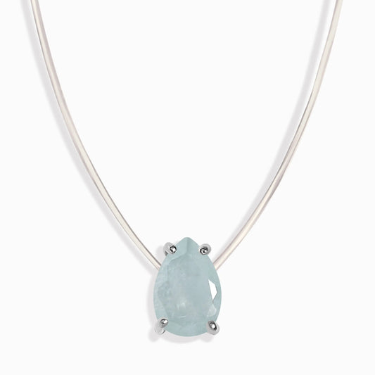 Aquamarine Necklace Floating Sway - March Birthstone Moon Magic