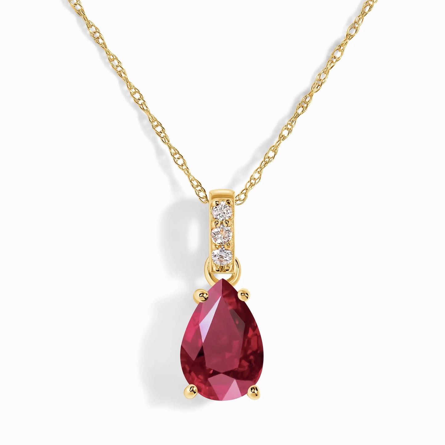 Ruby Diamond Necklace Sway - July Birthstone Moon Magic