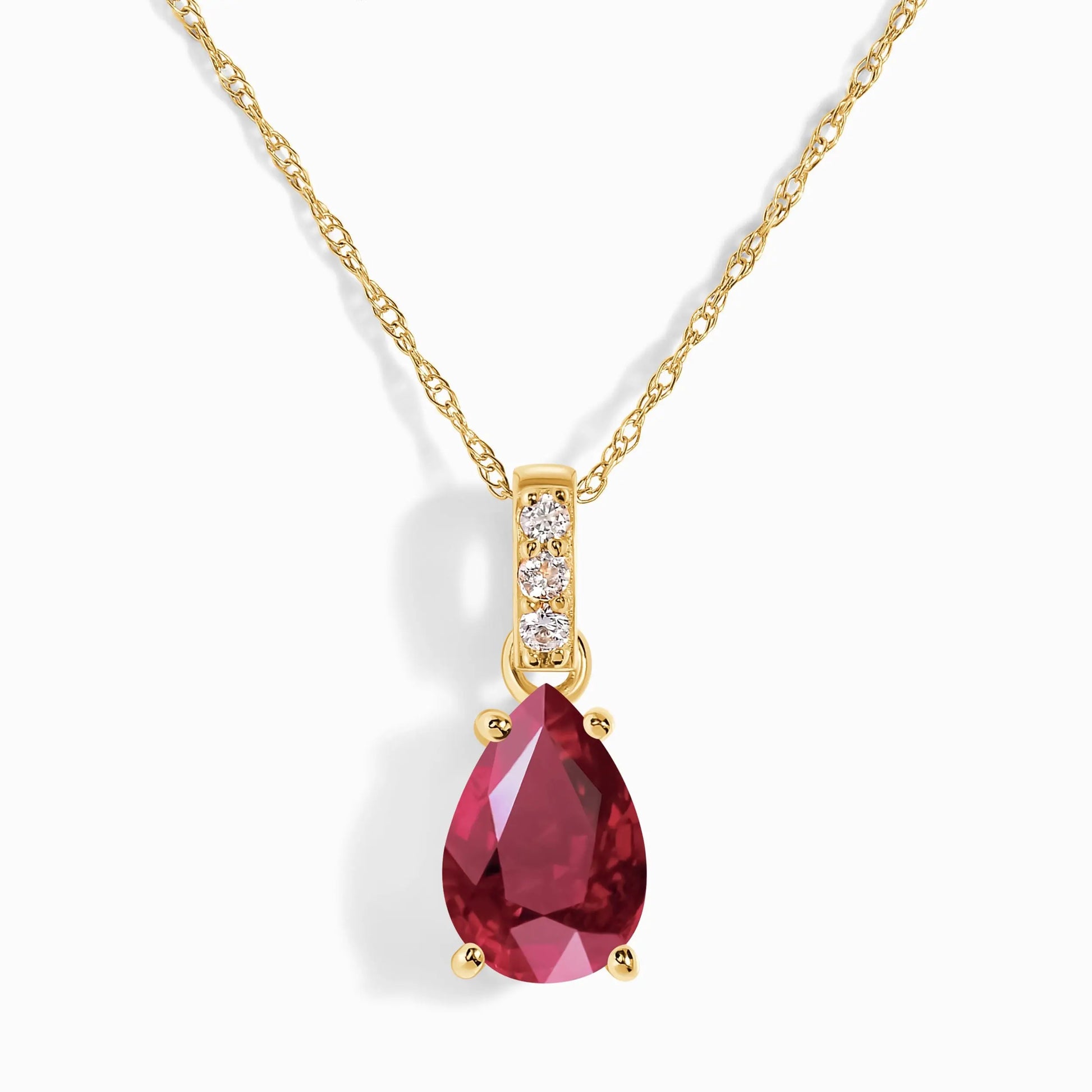 Ruby Diamond Necklace Sway - July Birthstone Moon Magic