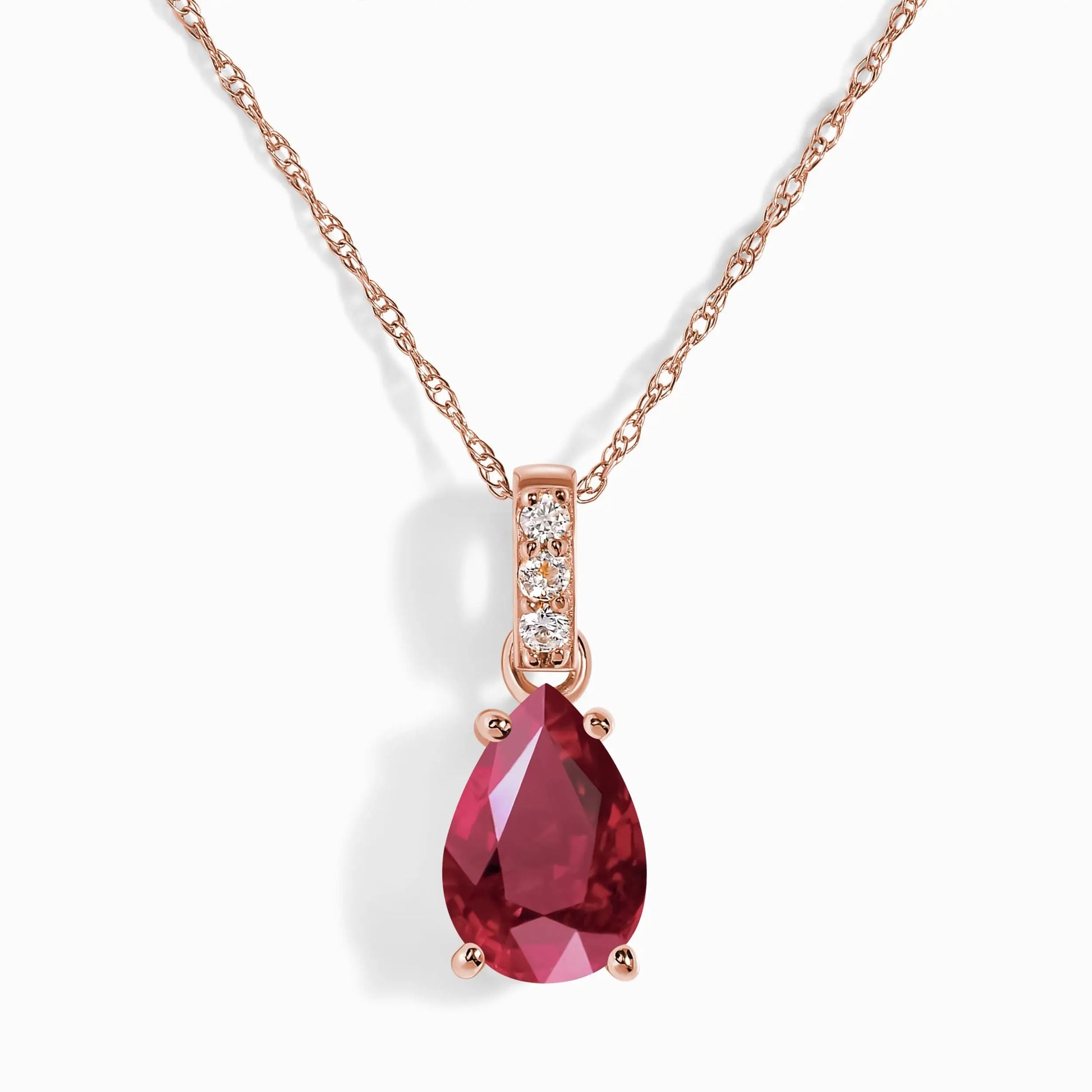 Ruby Diamond Necklace Sway - July Birthstone Moon Magic