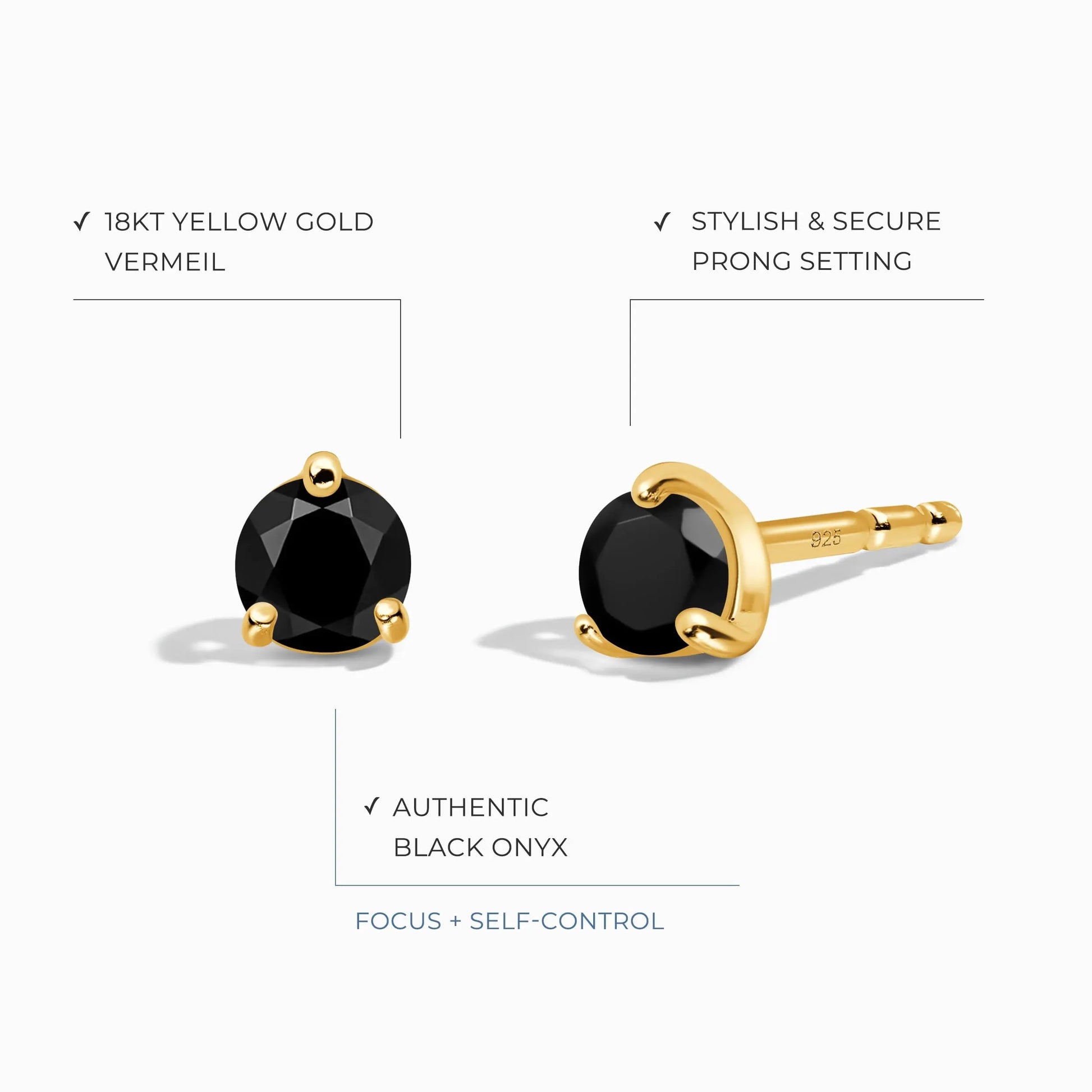 Black Onyx Round Studs - December Birthstone Moon Magic